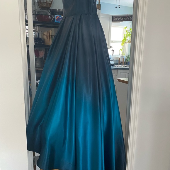 Prom/Grad dress worn once. Is great shape strapless, blue ombré. - Picture 3 of 4